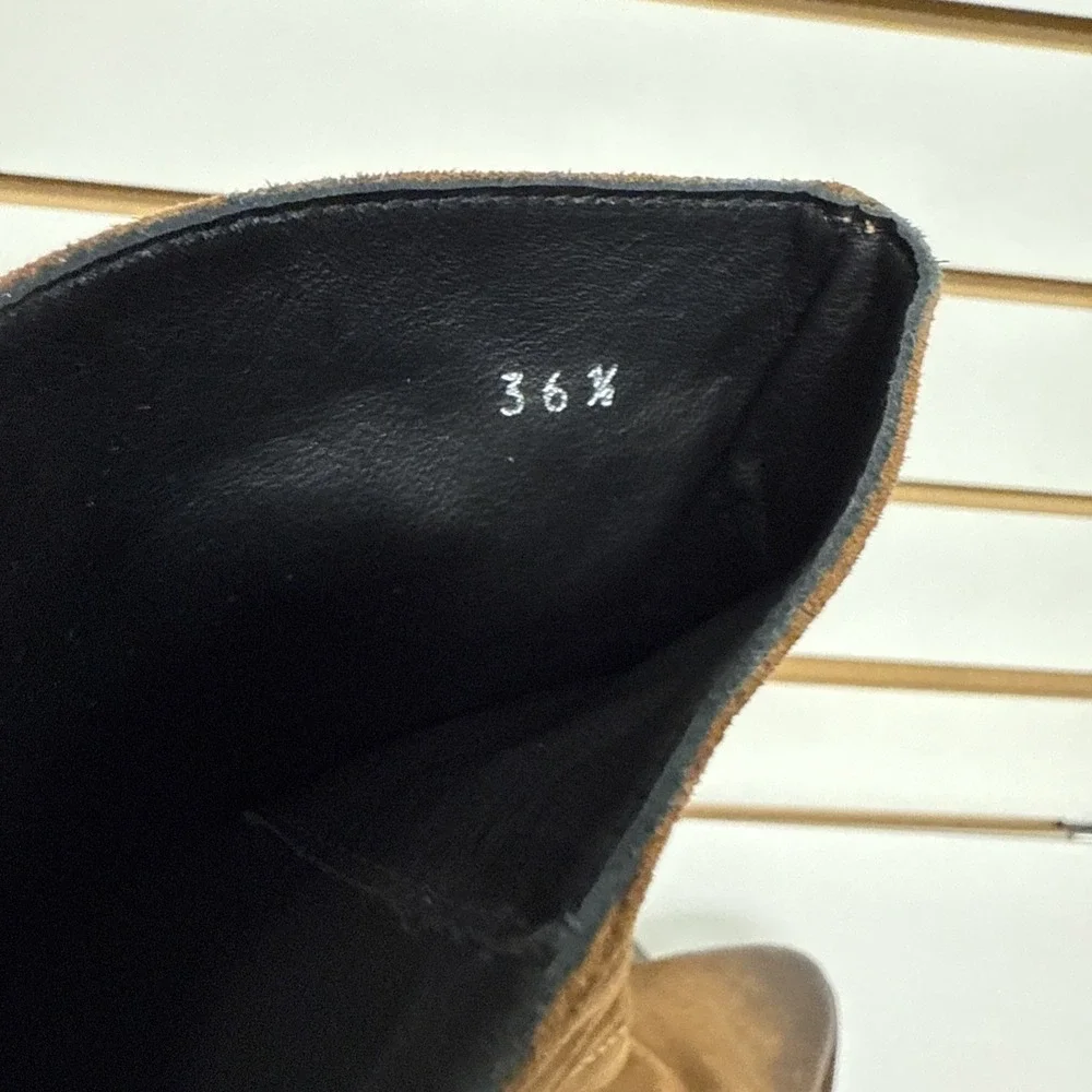 Donna Carolina Boot Slouch Nubuck Suede Leather‎ Cowgirl Western Side Zip 36.5